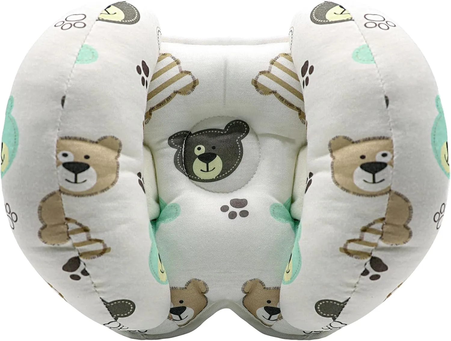 KAKIBLIN Baby Head Neck Support Pillow, 2 in 1 Banana Neck Pillow for Babies, Travel Pillow for Stroller Neck Support for Newborn, Adjustable Baby Pillow for Head (Bear)