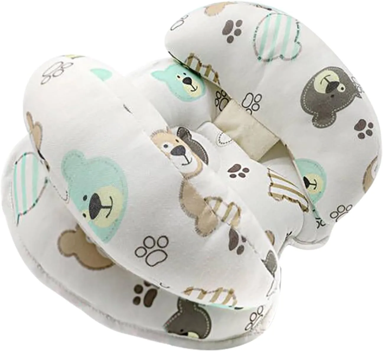 KAKIBLIN Baby Head Neck Support Pillow, 2 in 1 Banana Neck Pillow for Babies, Travel Pillow for Stroller Neck Support for Newborn, Adjustable Baby Pillow for Head (Bear)
