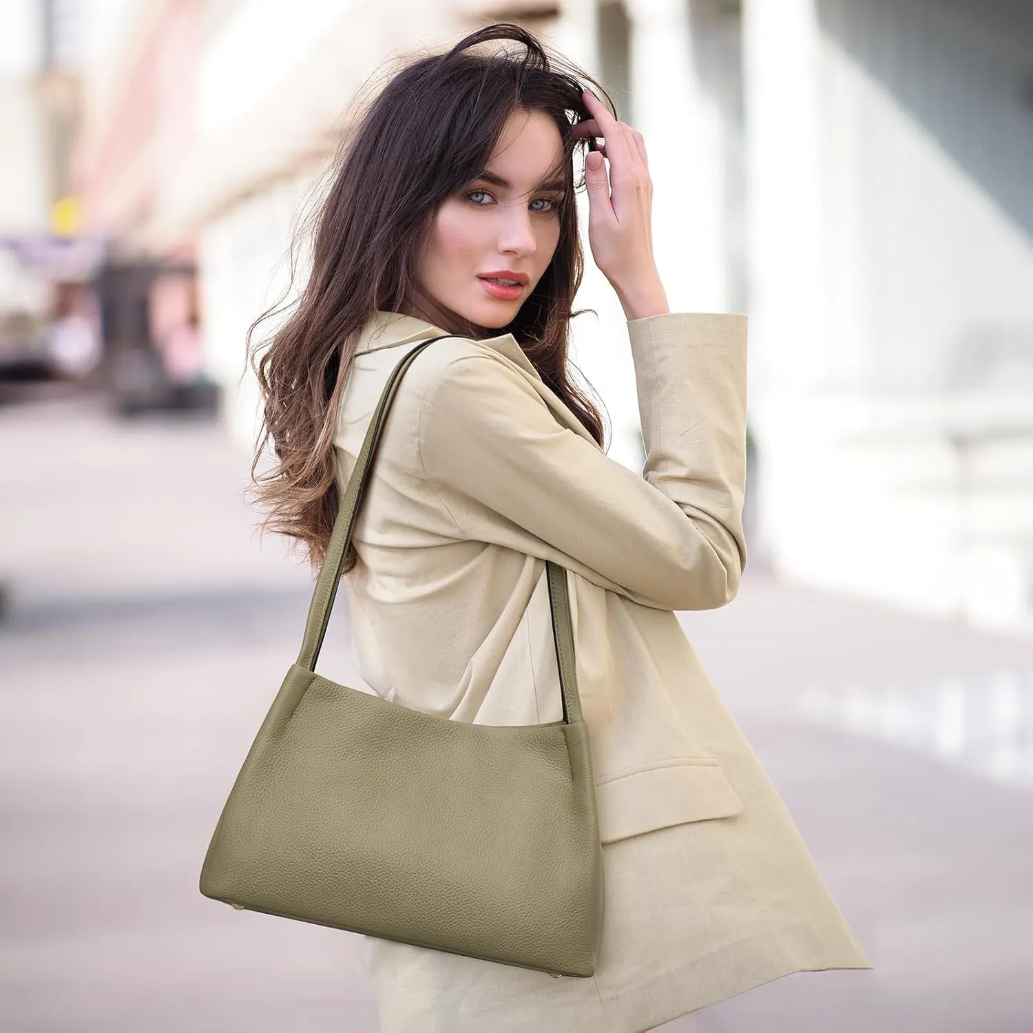 Kattee Leather Purses and Handbags for Women, Soft Genuine Leather Shoulder Hobo Bags with Top Magnetic Snap Closure