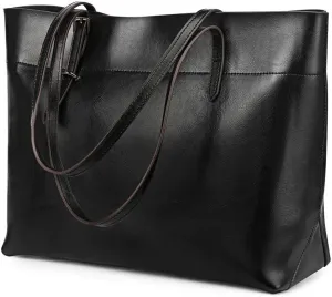 Kattee Vintage Genuine Leather Tote Shoulder Bag for Women Satchel Handbag with Top Handles