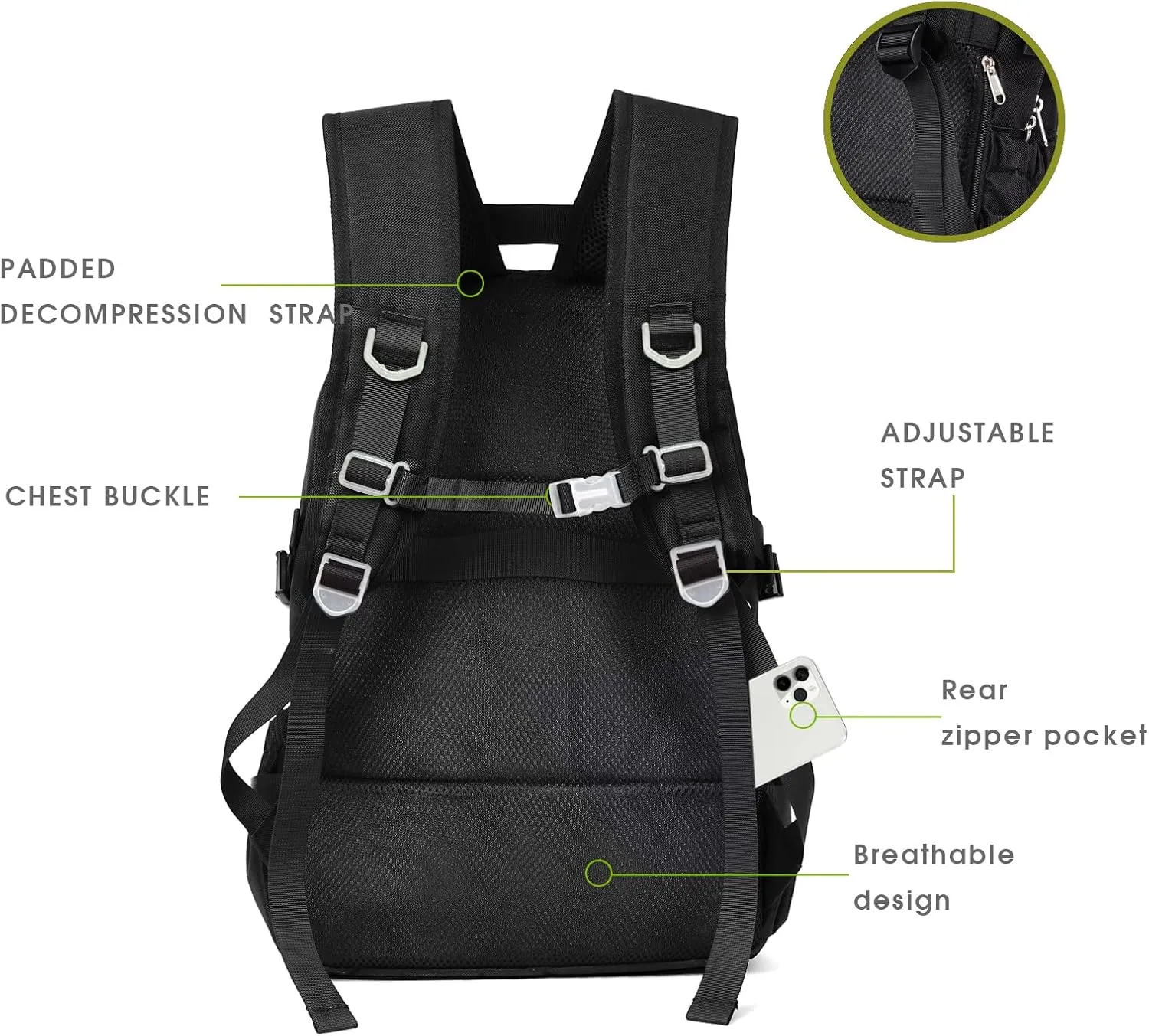 Kawaii Backpack for Girls, Cute Aesthetic Backpack for School, Kawaii Bookbag with Pins Accessories and Pendant, Black