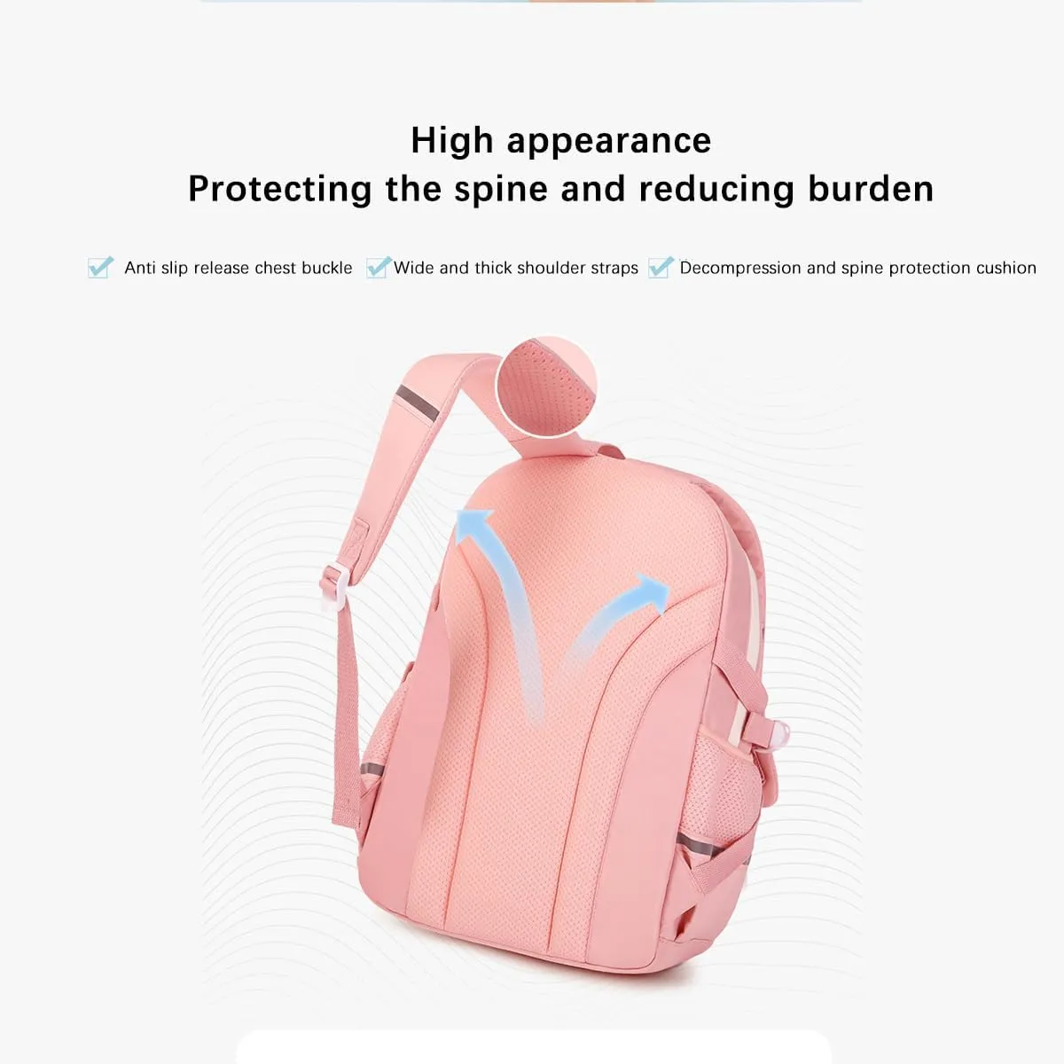 Kawaii Girls Backpack for School Cute Teenage Bookbag With Multiple Pockets for Primary Elementary High School,Pink