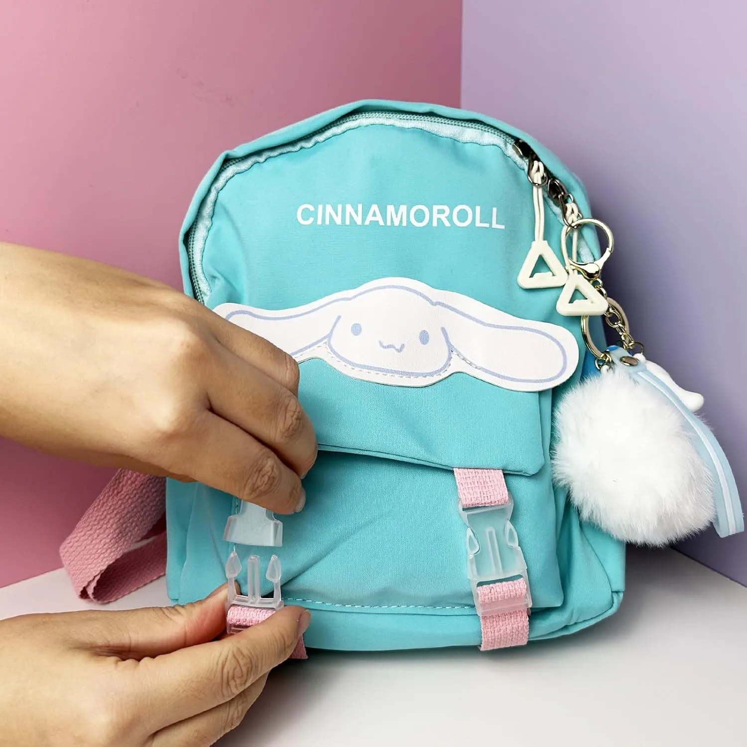 Kawaii White Dog Backpack for Teens Women, Cute Cartoon Nylon Mini Backpack Purse Shoulder Bag Bookbag Travel Daypack