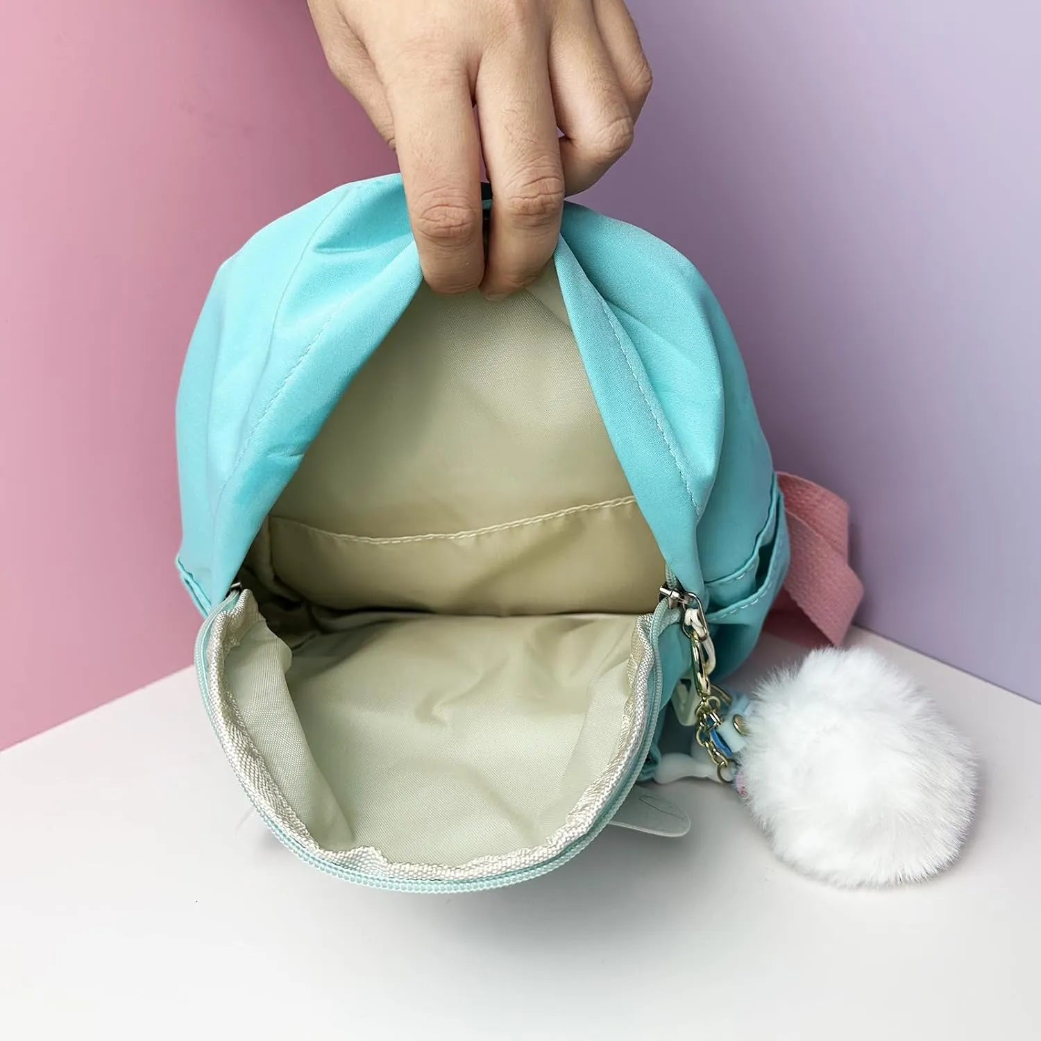 Kawaii White Dog Backpack for Teens Women, Cute Cartoon Nylon Mini Backpack Purse Shoulder Bag Bookbag Travel Daypack