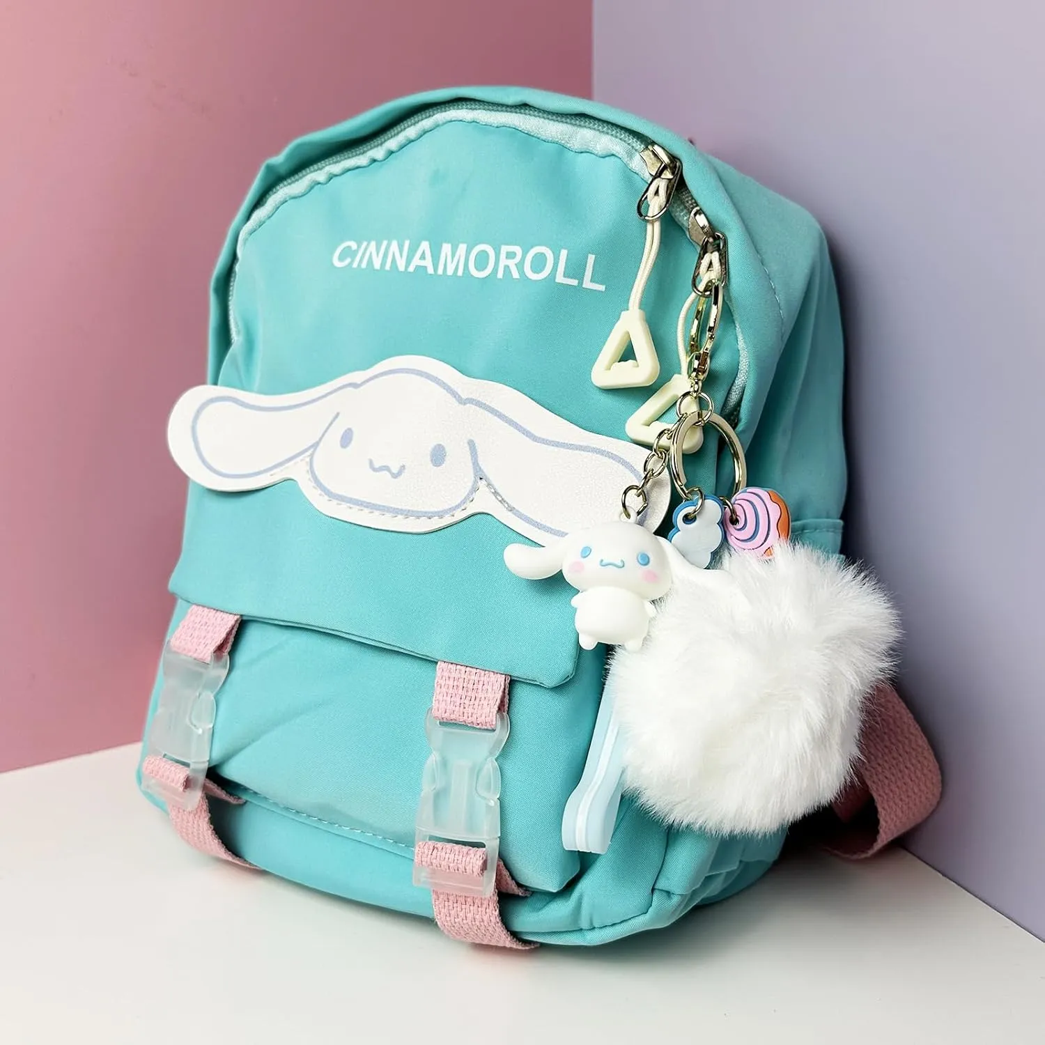 Kawaii White Dog Backpack for Teens Women, Cute Cartoon Nylon Mini Backpack Purse Shoulder Bag Bookbag Travel Daypack