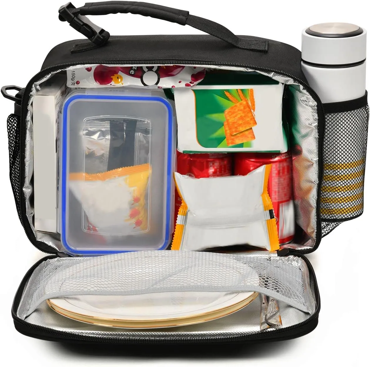 Kcldeci Cheese Burger Tomato Onion Lunch Bag Insulated Lunch Box for Women and Men, Light Durable Tote Bag with Adjustable Shoulder Strap for Office Work School Picnic Hiking Beach Fishing