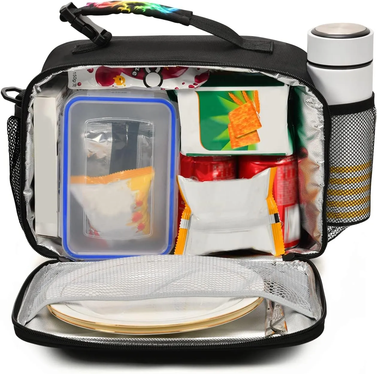 Kcldeci Rainbow Dragon Insulated Lunch Bag for Women/Men Monster Reusable Lunch Box for Office Work School Picnic Beach - Leakproof Cooler Tote Bag Freezable Lunch Bag