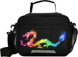 Kcldeci Rainbow Dragon Insulated Lunch Bag for Women/Men Monster Reusable Lunch Box for Office Work School Picnic Beach - Leakproof Cooler Tote Bag Freezable Lunch Bag