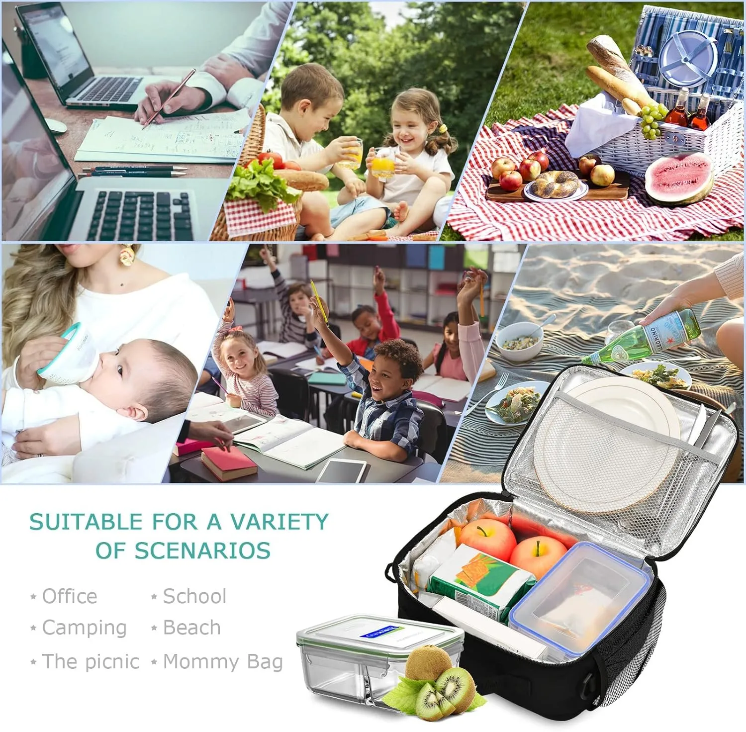 Kcldeci Rainbow Dragon Insulated Lunch Bag for Women/Men Monster Reusable Lunch Box for Office Work School Picnic Beach - Leakproof Cooler Tote Bag Freezable Lunch Bag