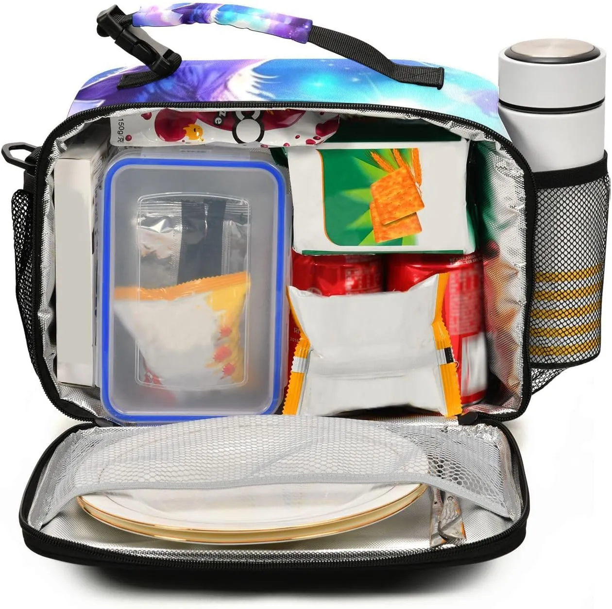 Kcldeci Wolf Galaxy Insulated Lunch Bag for Women/Men Galaxy Wolf Reusable Lunch Box for Office Work School Picnic Beach - Leakproof Cooler Tote Bag Freezable Lunch Bag