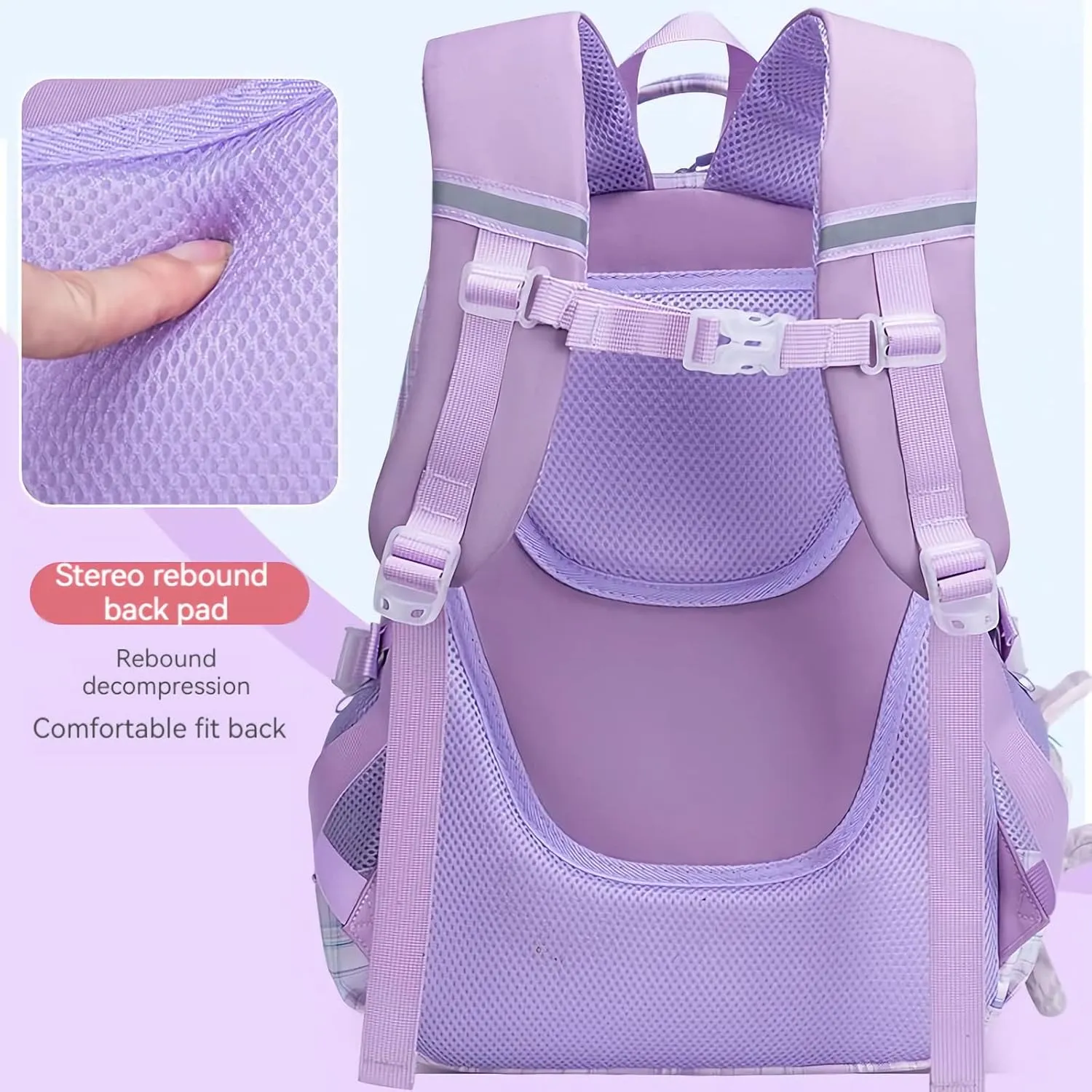 KEBEIXUAN Cute Backpack for School Girls, Multi-Pockets Kids Backpack Large Capacity Bookbag for Girls Age 6-12 (Pink)