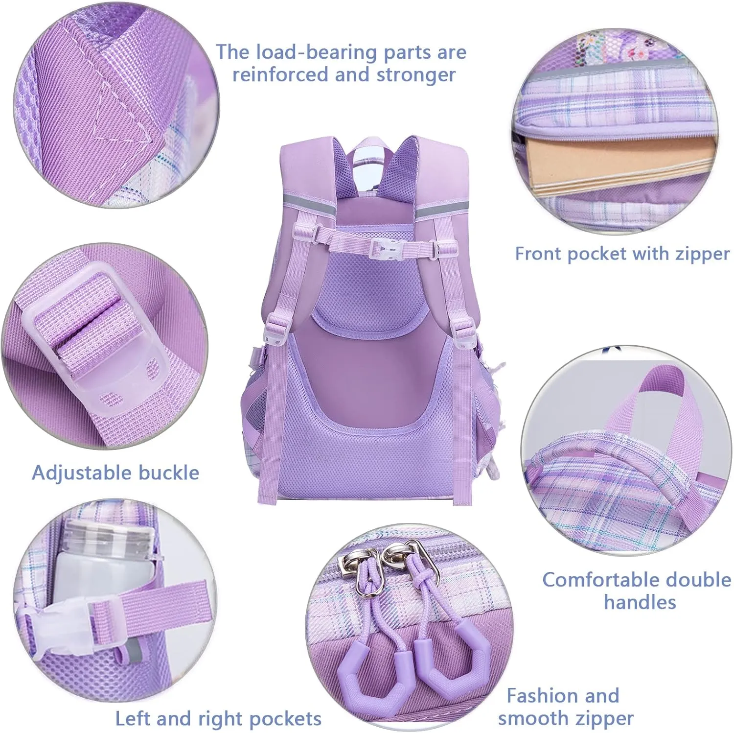 KEBEIXUAN Cute Backpack for School Girls, Multi-Pockets Kids Backpack Large Capacity Bookbag for Girls Age 6-12 (Pink)