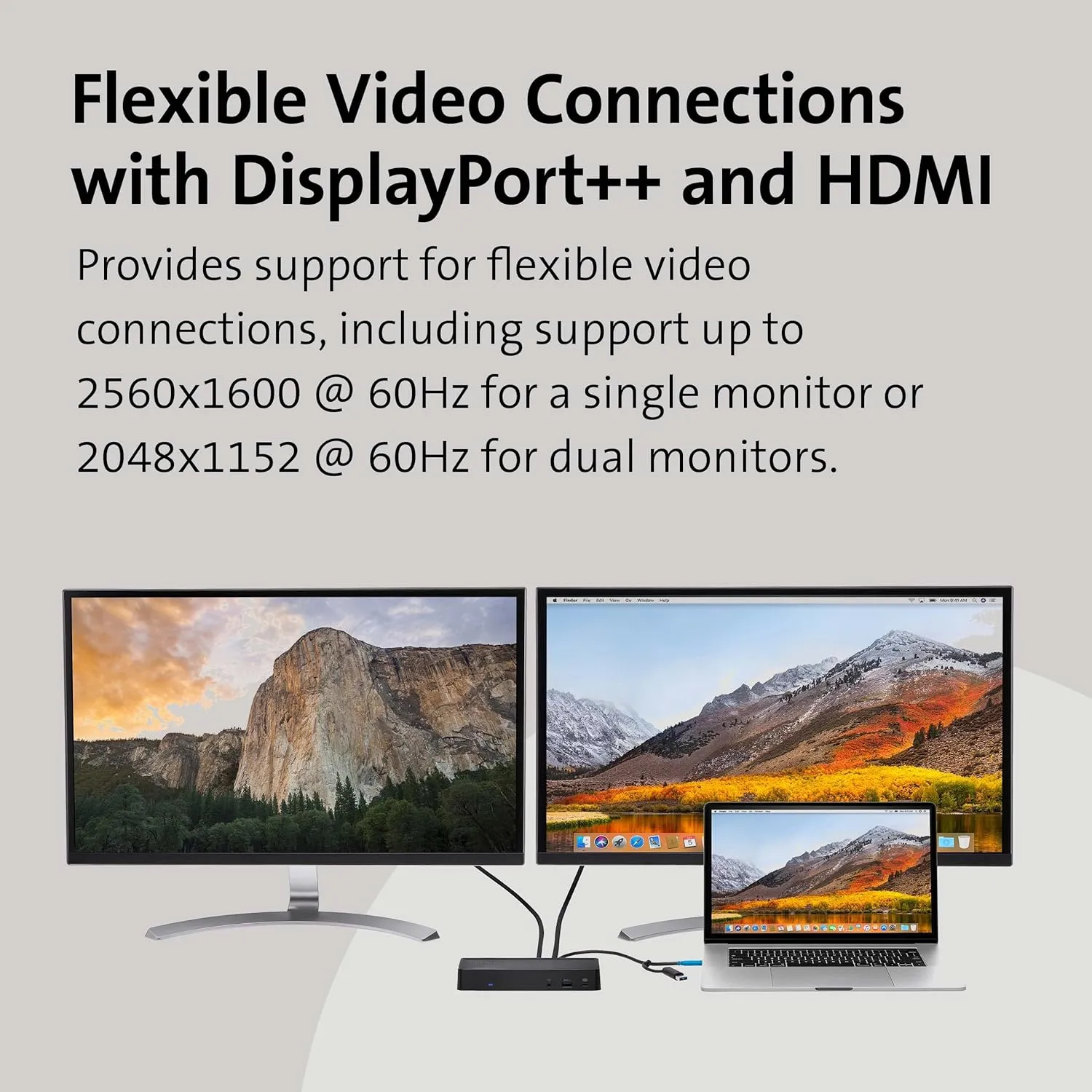 Kensington SD4700P Displaylink Docking Station – Dual Display for Any MacBook M1/M2/M3/M4 or Windows; 60W Power Delivery; TAA Compliant (K38240NA)