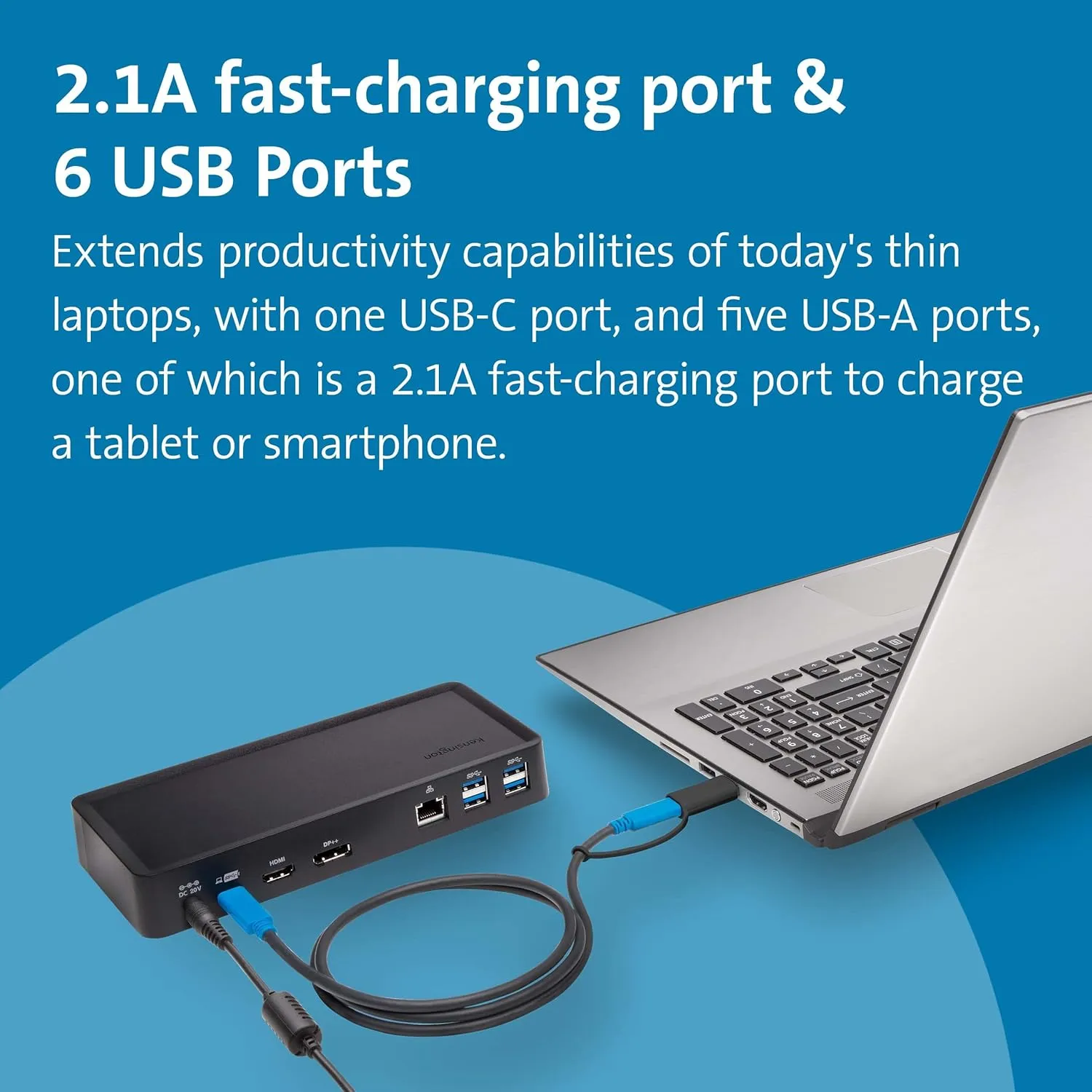 Kensington SD4700P Displaylink Docking Station – Dual Display for Any MacBook M1/M2/M3/M4 or Windows; 60W Power Delivery; TAA Compliant (K38240NA)