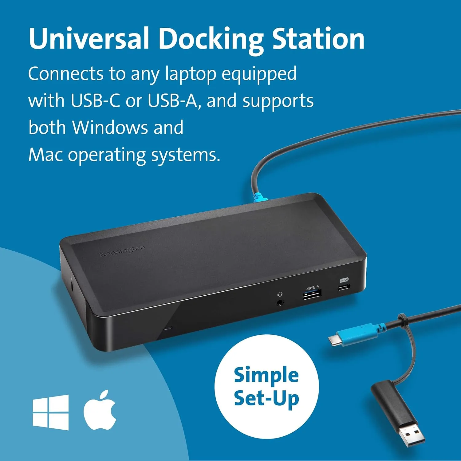 Kensington SD4700P Displaylink Docking Station – Dual Display for Any MacBook M1/M2/M3/M4 or Windows; 60W Power Delivery; TAA Compliant (K38240NA)