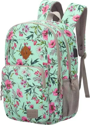 KEOFID classic carry-on travel backpack for men and women, Anti theft laptop backpack with USB charging port, work backpack, backpack for college, water resistent(Flowers)