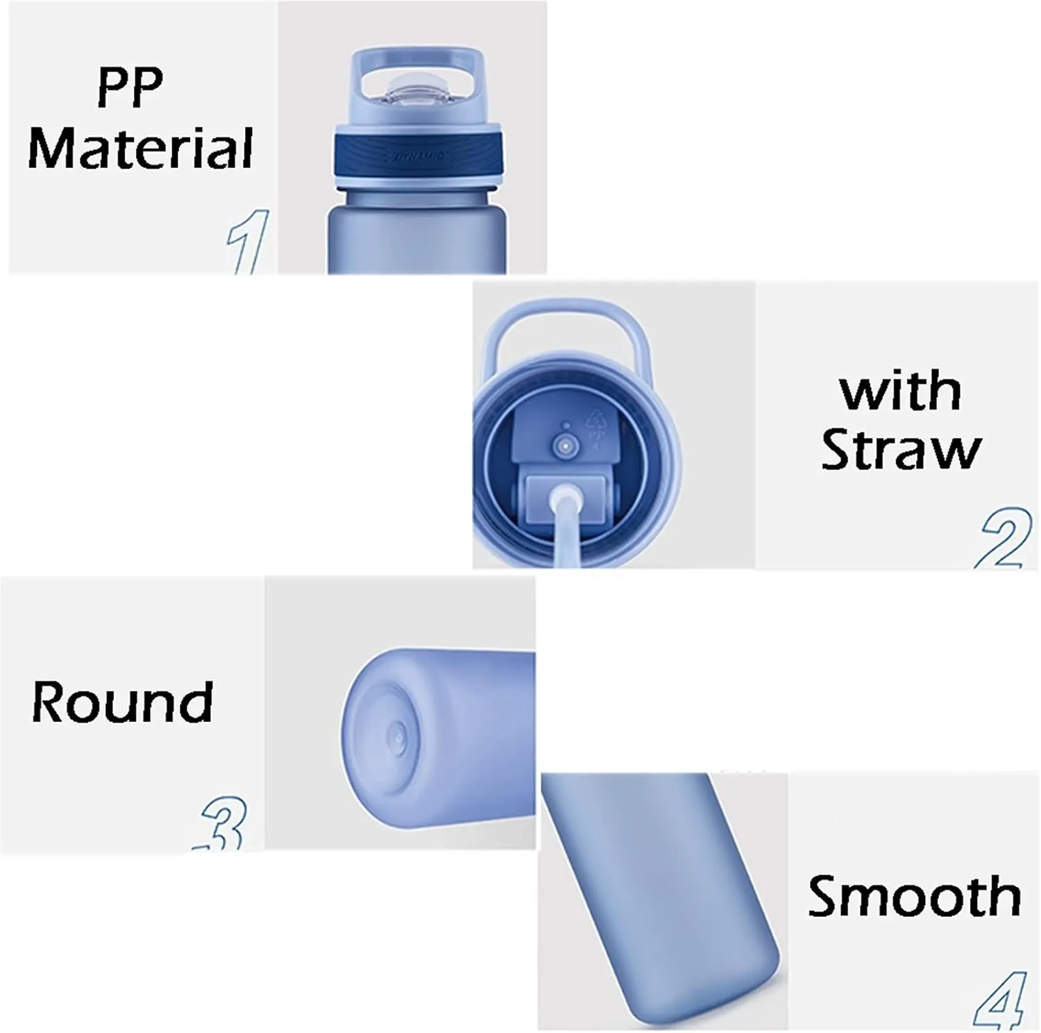 kettles Matte texture Plastic Water Bottle with Straw,Portable Sports Bottles BPA Free,Leakproof Cup Durable,for Fitness,Students Gift canteen(B,Small)