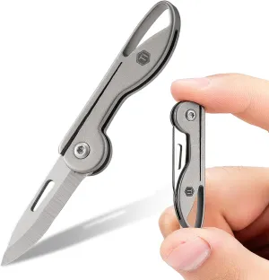 KeyUnity KK05 Mini Titanium Pocket Knife for Everyday Carry- Razor Sharp Folding Blade, Lightweight EDC Tool for Camping, Hiking and Outdoor (Grey)
