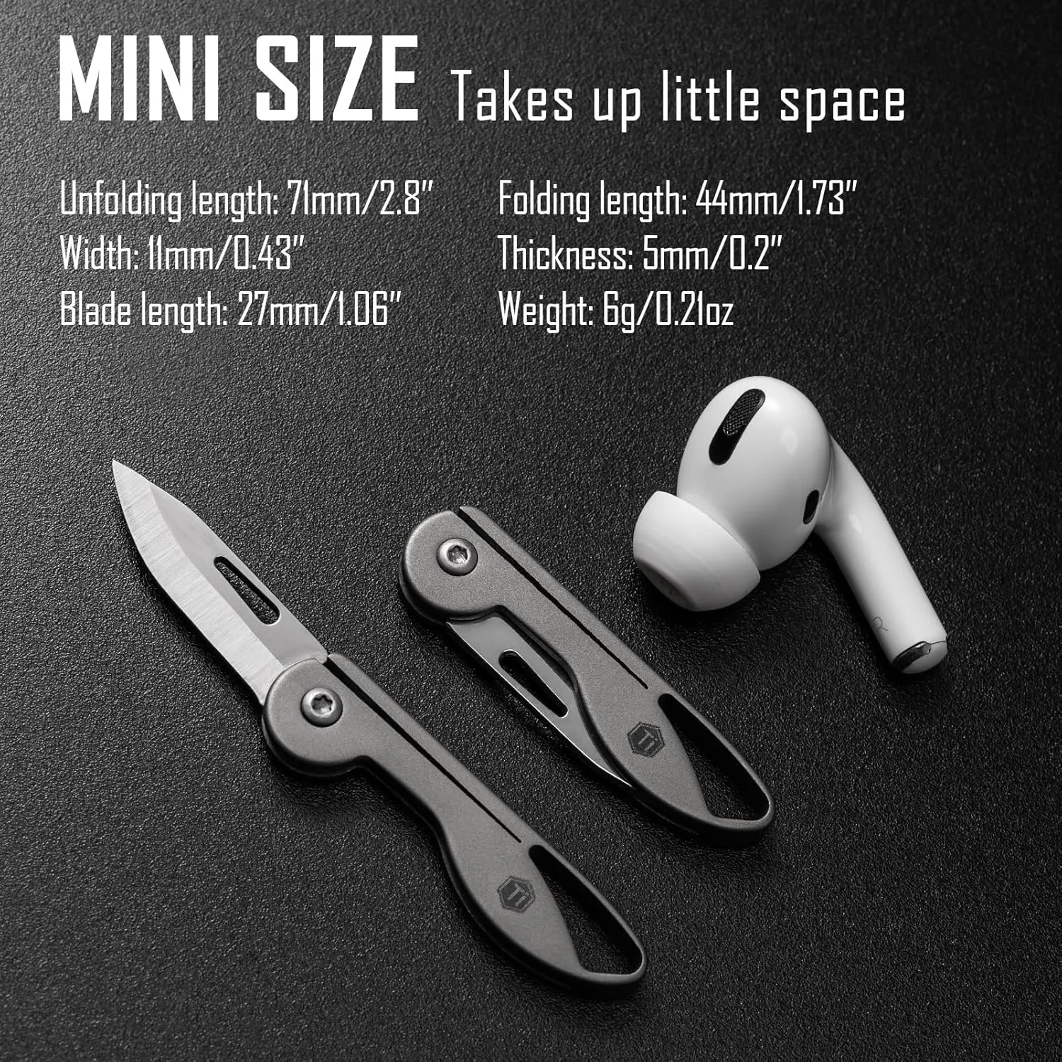 KeyUnity KK05 Mini Titanium Pocket Knife for Everyday Carry- Razor Sharp Folding Blade, Lightweight EDC Tool for Camping, Hiking and Outdoor (Grey)
