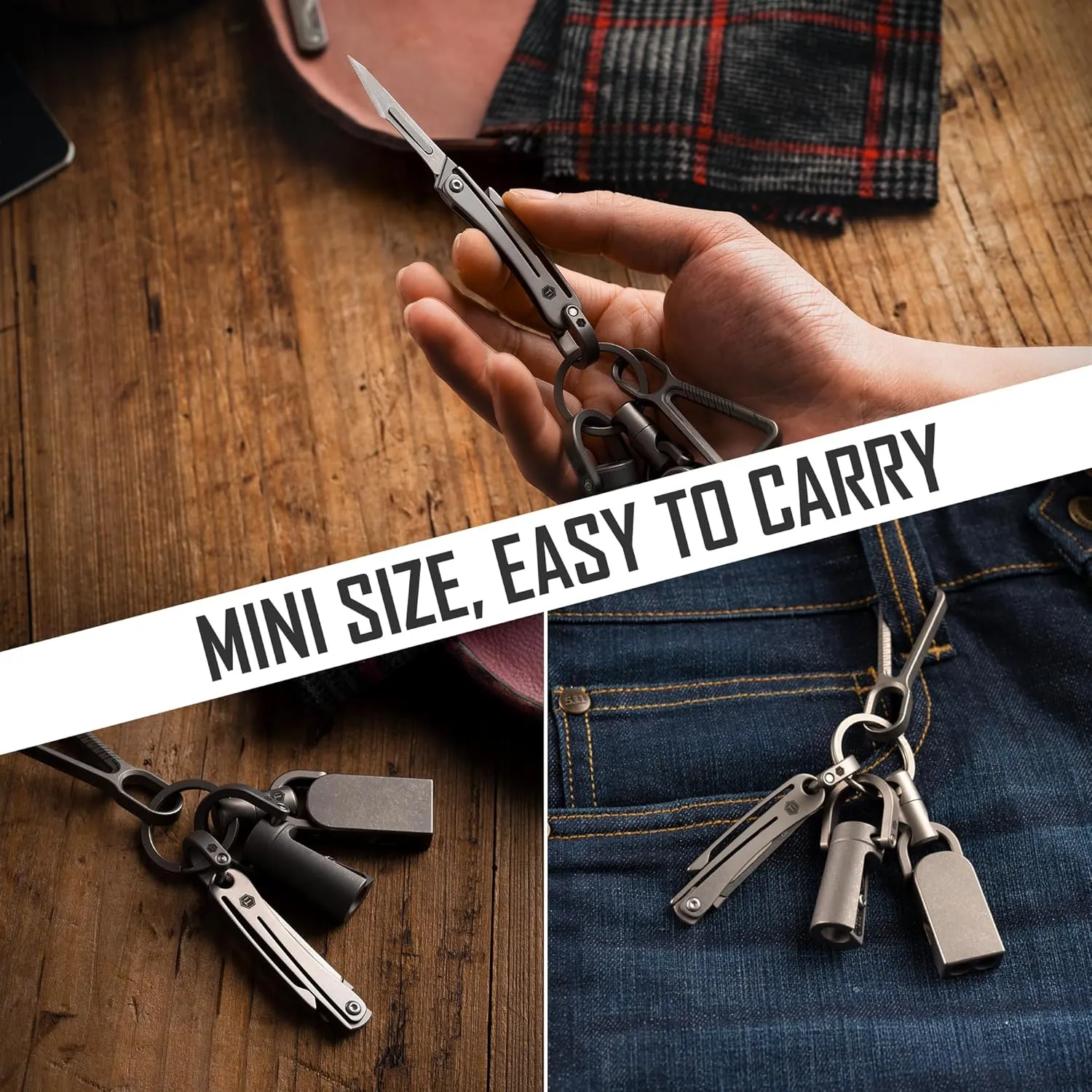 KeyUnity KK07 Mini Titanium Scalpel Knife with #11 Replaceable Blades, EDC Utility Folding Knife with Pocket Clip, for Outdoor Hunting, Camping, Fishing, Hiking