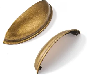 khtumeware 10 Pack 4" Drawer Pulls Antique Brass Cabinet Cup Pulls Kitchen Hardware Cabinet Handles Drawer Handles Knobs 4 inch Hole Center