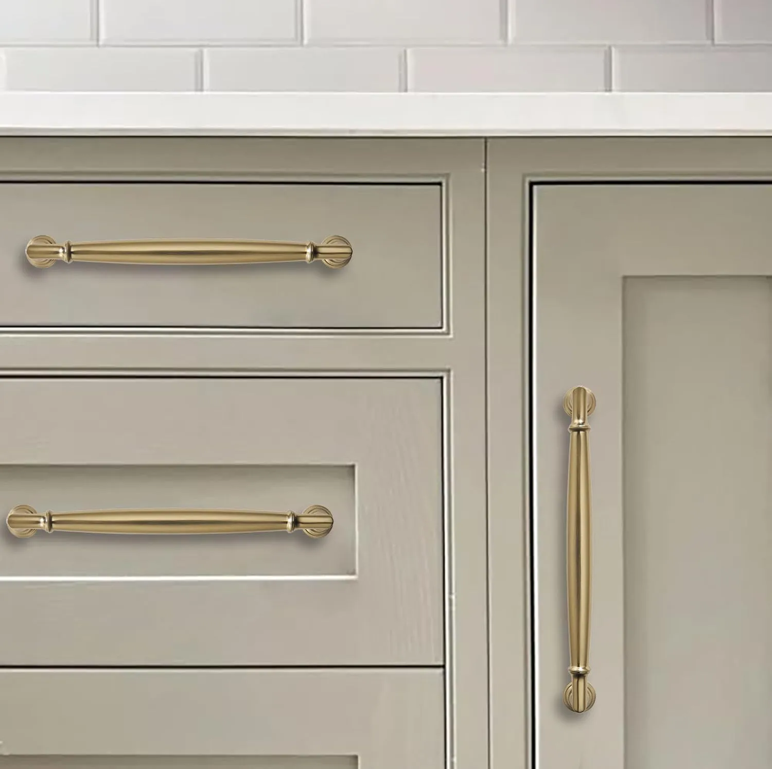 khtumeware 10 Pack 6 Inch(152mm) Champagne Bronze Cabinet Pulls Heavy Duty Solid Satin Brass Cabinet Handles Kitchen Cabinet Hardware for Cupboard Drawer Handles Dresser Pulls
