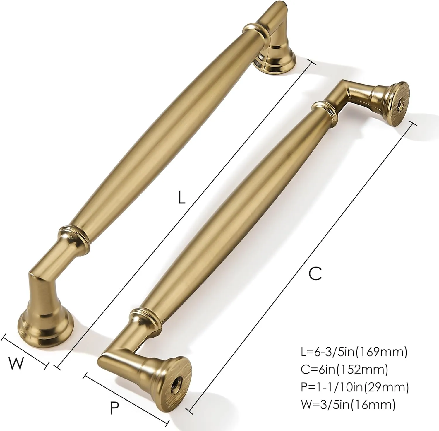 khtumeware 10 Pack 6 Inch(152mm) Champagne Bronze Cabinet Pulls Heavy Duty Solid Satin Brass Cabinet Handles Kitchen Cabinet Hardware for Cupboard Drawer Handles Dresser Pulls