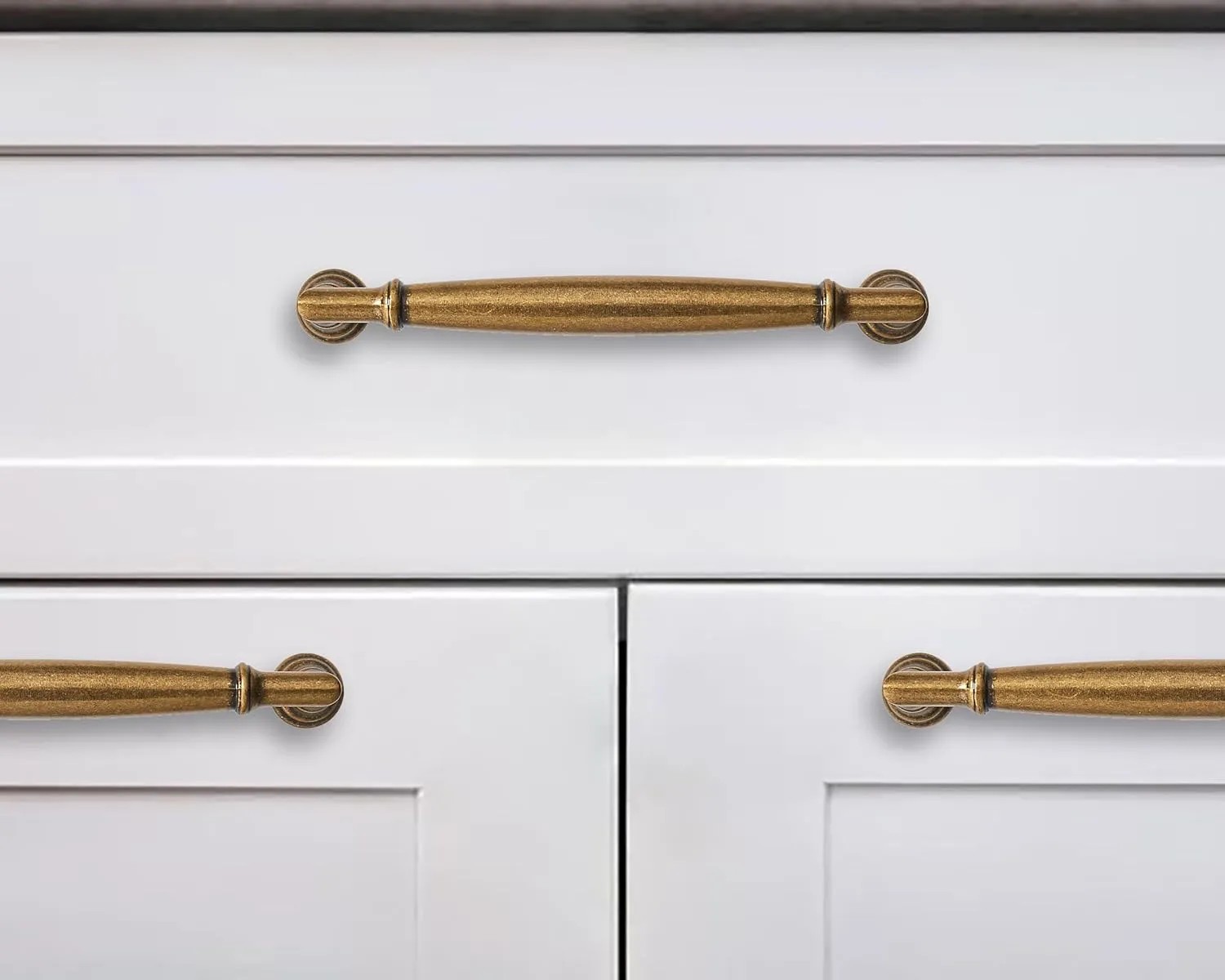 khtumeware 2 Pack 6 Inch(152mm) Antique Brass Cabinet Pulls Heavy Duty Solid Vintage Brass Cabinet Handles Kitchen Antique Bronze Cabinet Hardware for Cupboard Drawer Handles