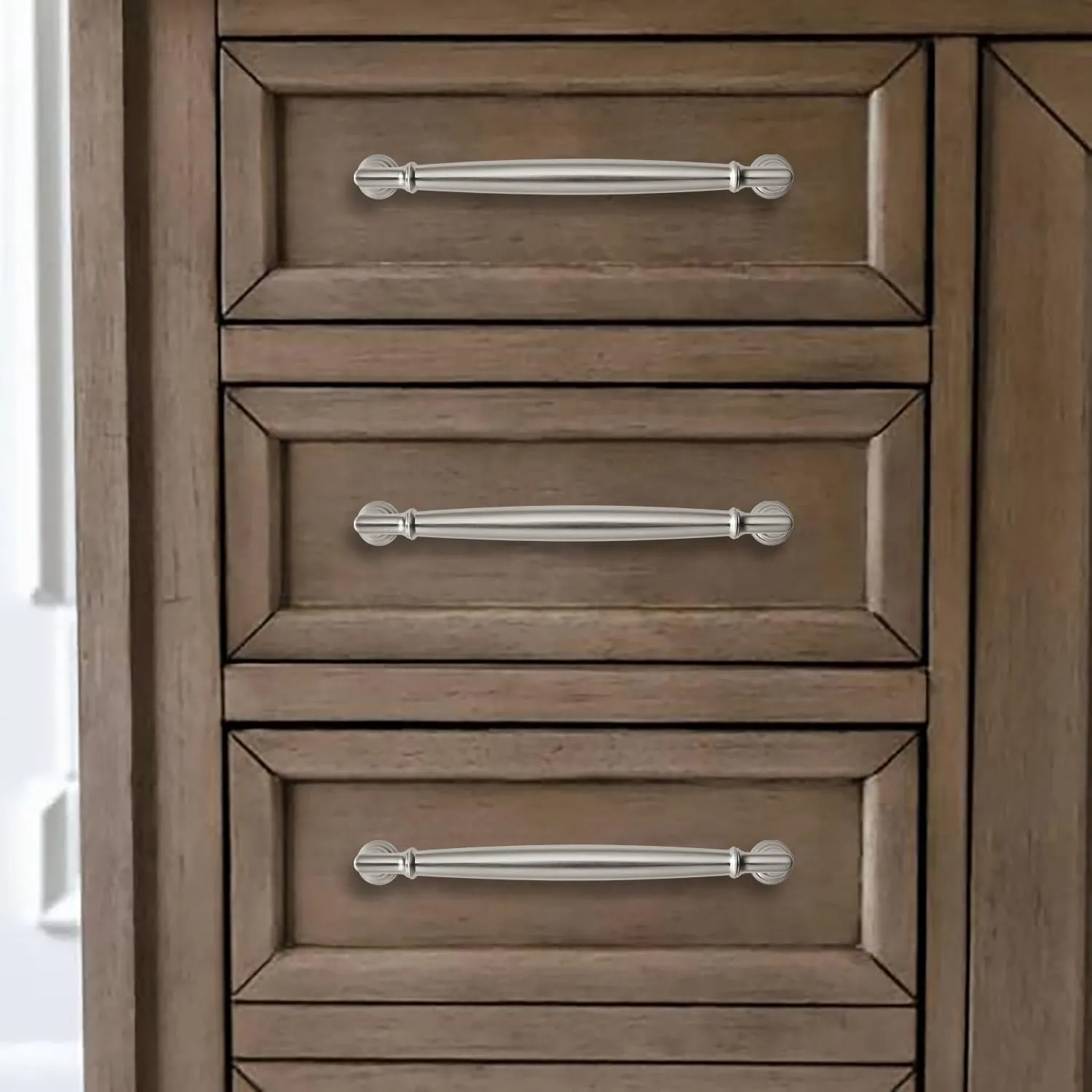 khtumeware 2 Pack 6 Inch(152mm) Brushed Satin Nickel Cabinet Pulls Heavy Duty Solid Cabinet Handles Kitchen Cabinet Hardware for Cupboard Drawer Handles
