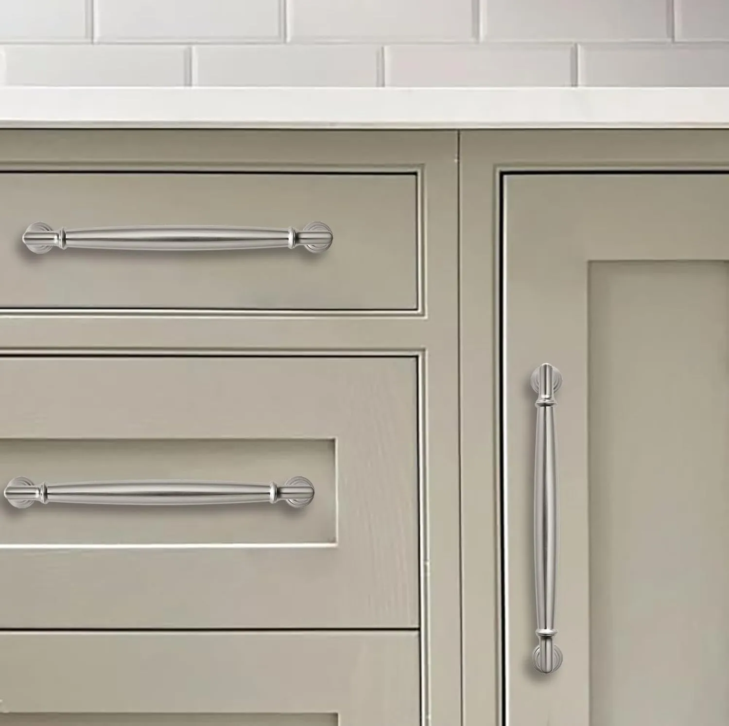 khtumeware 2 Pack 6 Inch(152mm) Brushed Satin Nickel Cabinet Pulls Heavy Duty Solid Cabinet Handles Kitchen Cabinet Hardware for Cupboard Drawer Handles