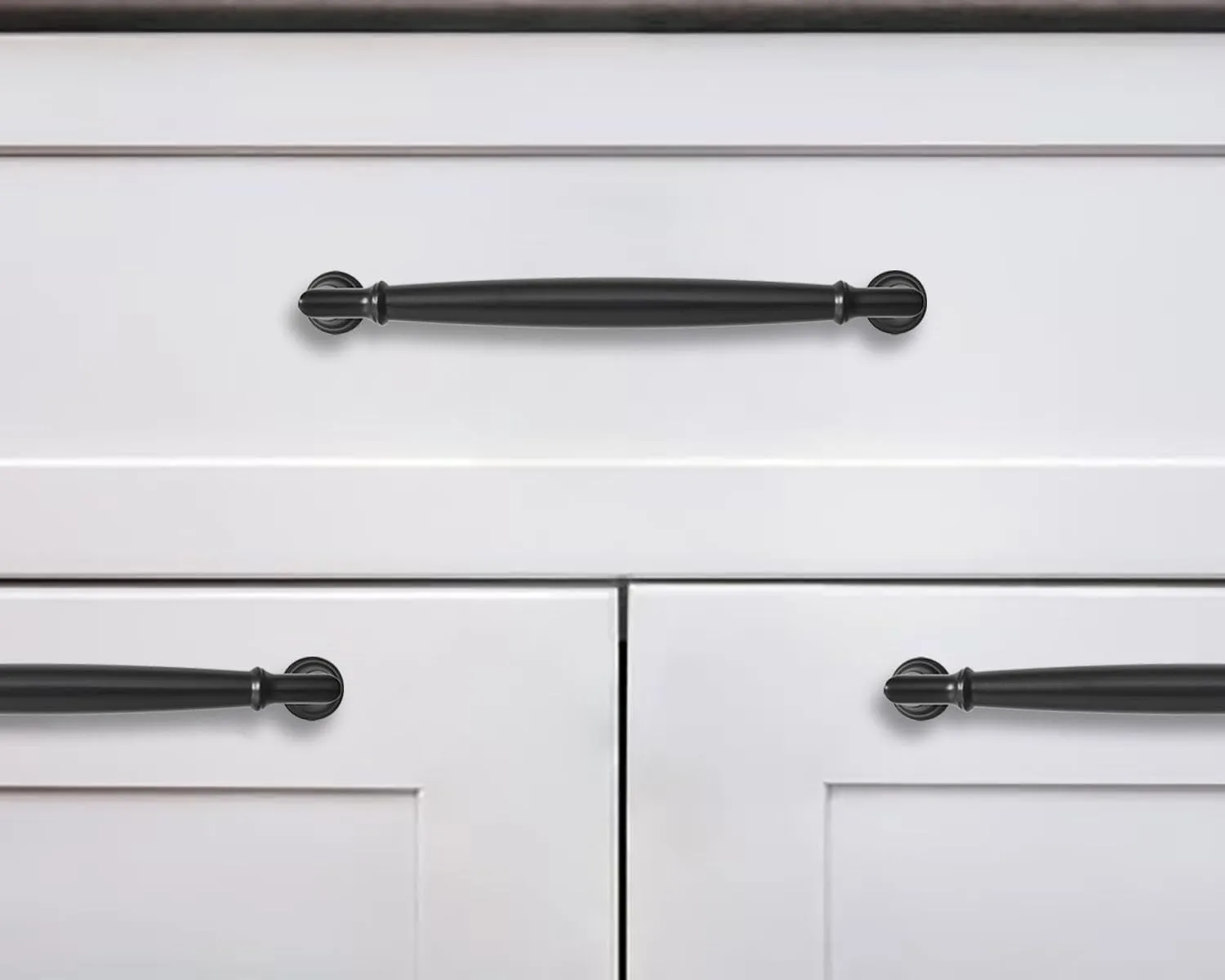 khtumeware 2 Pack 6 Inch(152mm) Matte Black Cabinet Pulls Heavy Duty Solid Cabinet Handles Kitchen Cabinet Hardware for Cupboard Drawer Handles