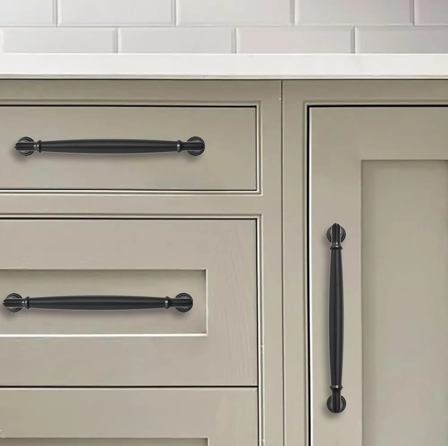 khtumeware 2 Pack 6 Inch(152mm) Matte Black Cabinet Pulls Heavy Duty Solid Cabinet Handles Kitchen Cabinet Hardware for Cupboard Drawer Handles