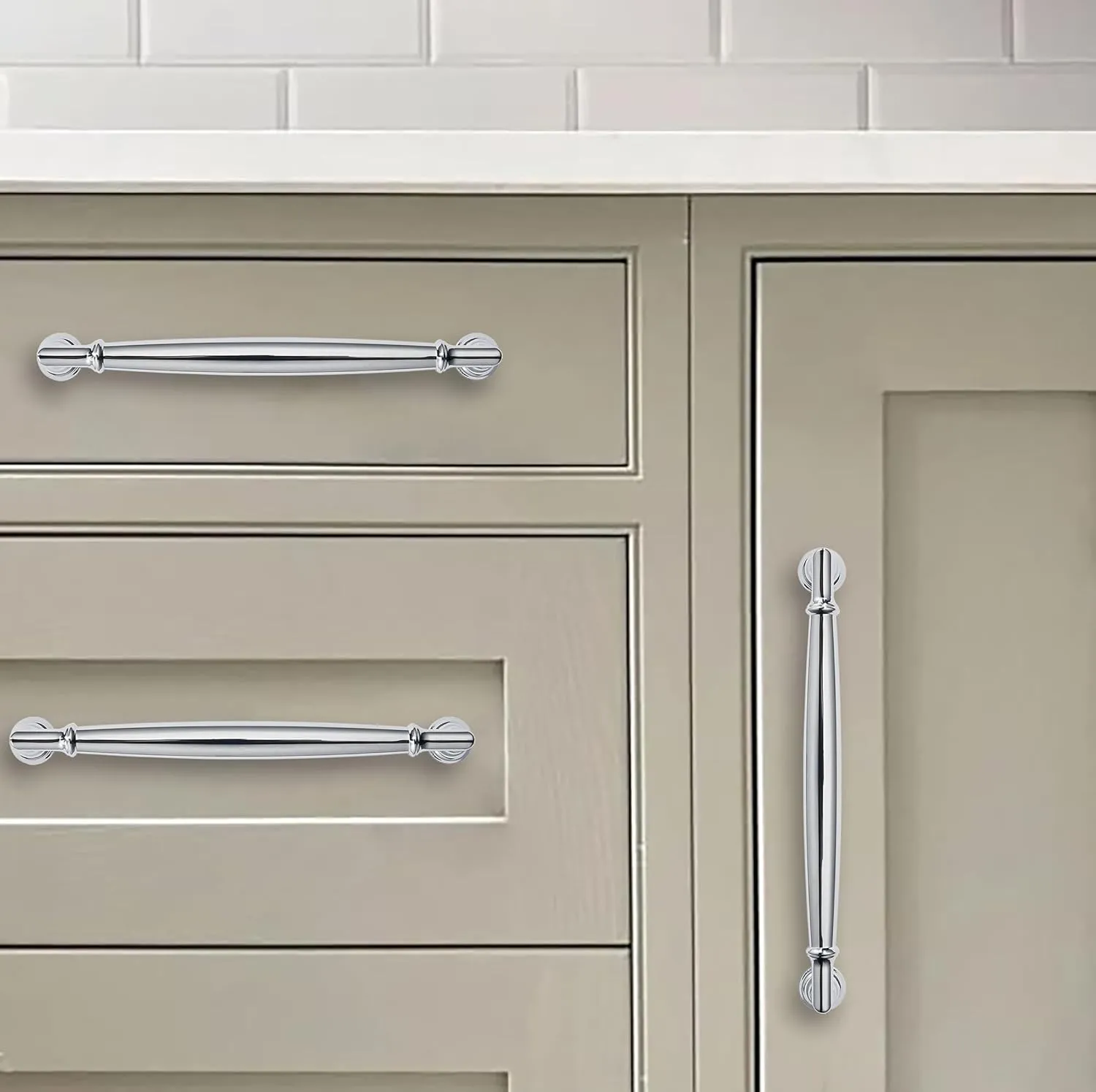 khtumeware 2 Pack 6 Inch(152mm) Polished Chrome Cabinet Pulls Heavy Duty Solid Cabinet Handles Kitchen Cabinet Hardware for Cupboard Drawer Handles