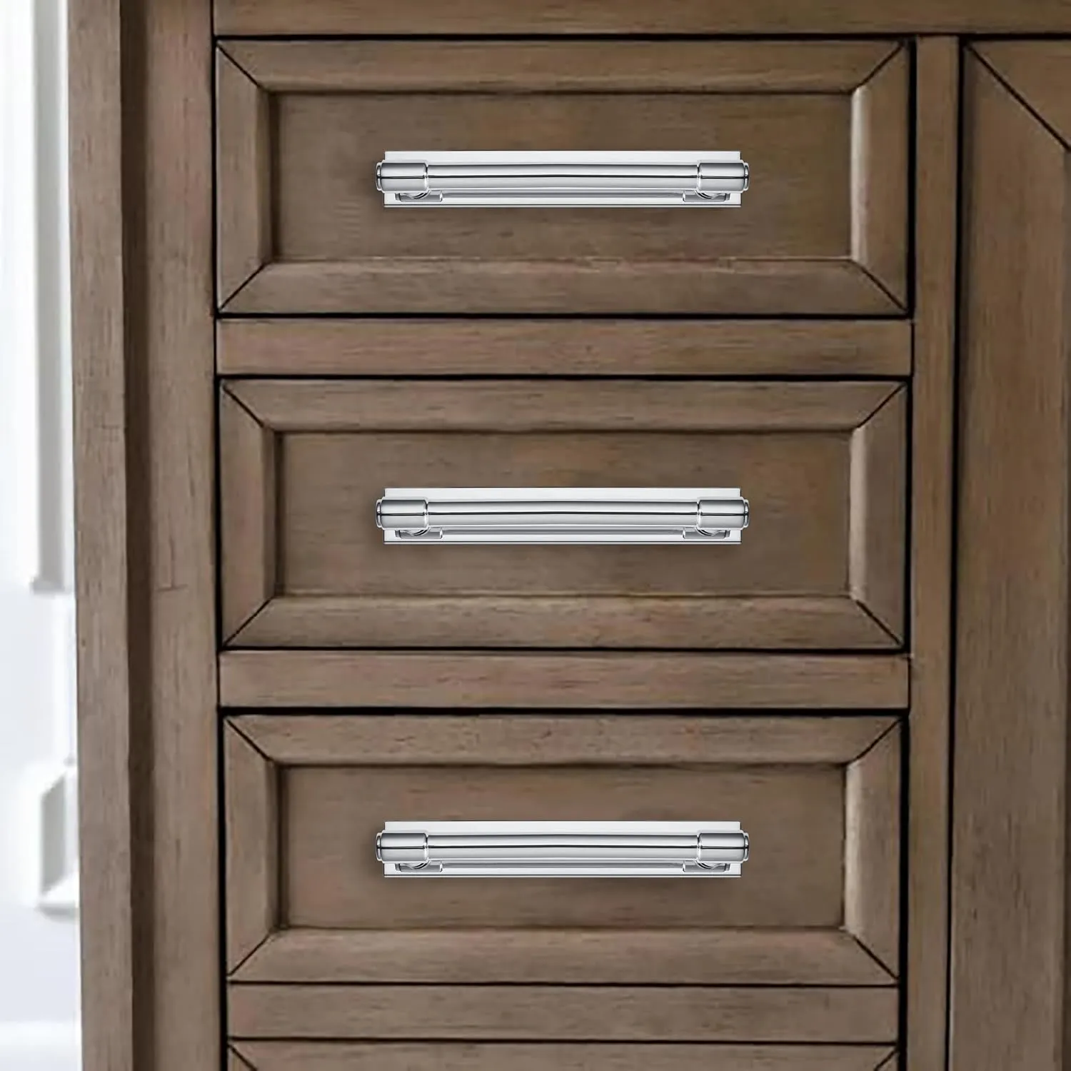 khtumeware 5 Pack 8 Inch(203 mm) Center to Center Polished Chrome Cabinet Pull Backplate with Base Plate Zinc Solid Kitchen Cabinet Handles Drawer Pulls Cabinet Hardware