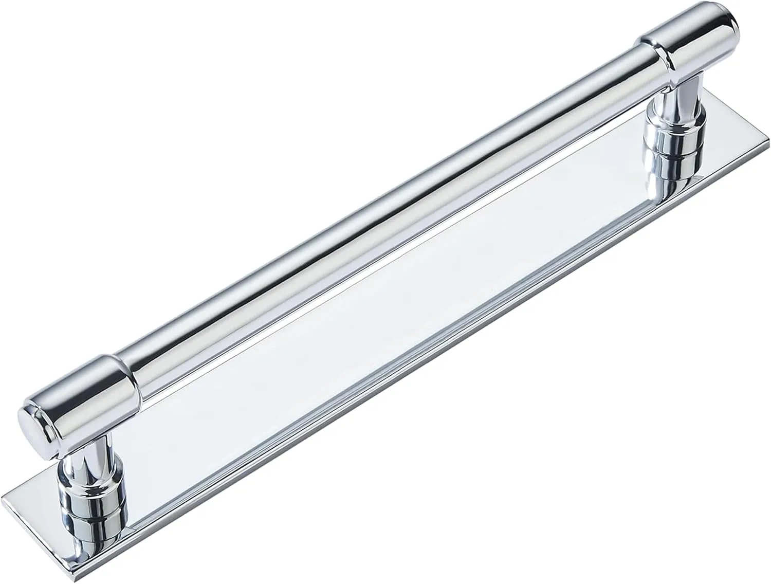 khtumeware 5 Pack 8 Inch(203 mm) Center to Center Polished Chrome Cabinet Pull Backplate with Base Plate Zinc Solid Kitchen Cabinet Handles Drawer Pulls Cabinet Hardware