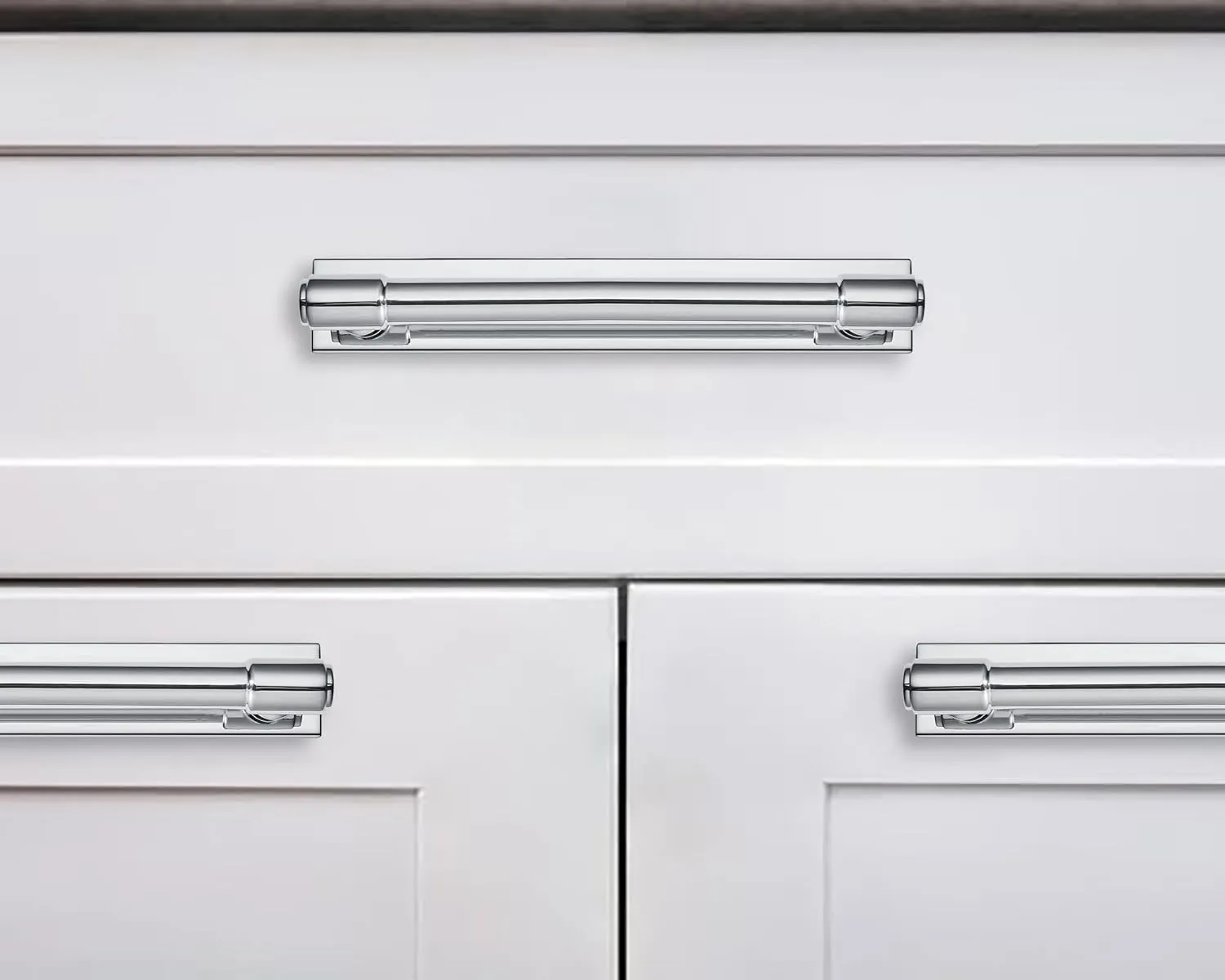 khtumeware 5 Pack 8 Inch(203 mm) Center to Center Polished Chrome Cabinet Pull Backplate with Base Plate Zinc Solid Kitchen Cabinet Handles Drawer Pulls Cabinet Hardware