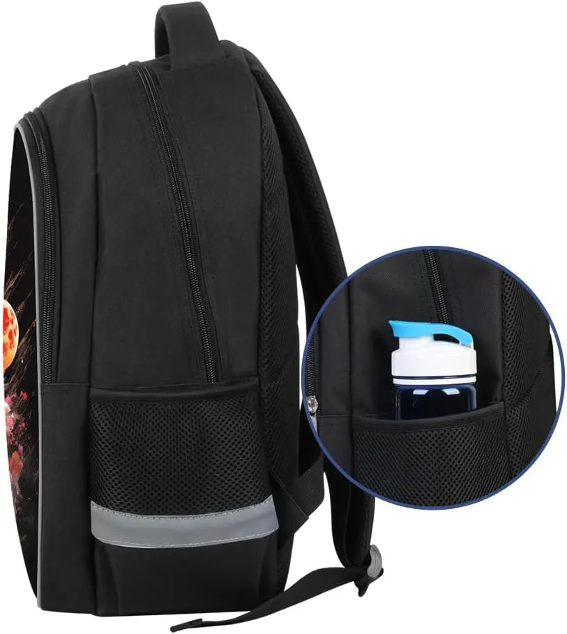 Kids Backpack, 3D Reflective Cartoon, 600D Polyester & Dual Zippers, 17" Bookbag with Ergonomic Design for boys & girls age 6-18, Astronauts Space Style for school Children Kids