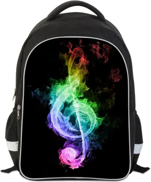 Kids Backpack, 3D Reflective Cartoon, 600D Polyester & Dual Zippers, 17" Bookbag with Ergonomic Design for boys & girls age 6-18, Musicnote Space Style for school Children Kids