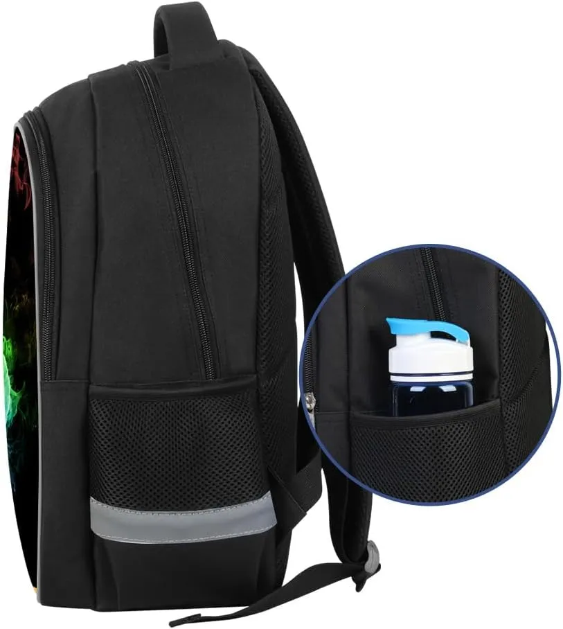 Kids Backpack, 3D Reflective Cartoon, 600D Polyester & Dual Zippers, 17" Bookbag with Ergonomic Design for boys & girls age 6-18, Musicnote Space Style for school Children Kids