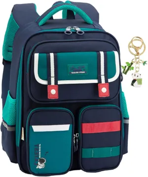 Kids Backpack Boys, Backpacks for School Ages 6-8 with Keychains for Travel Daypack Mochilas Escolares Para Niños (School Bag Green)