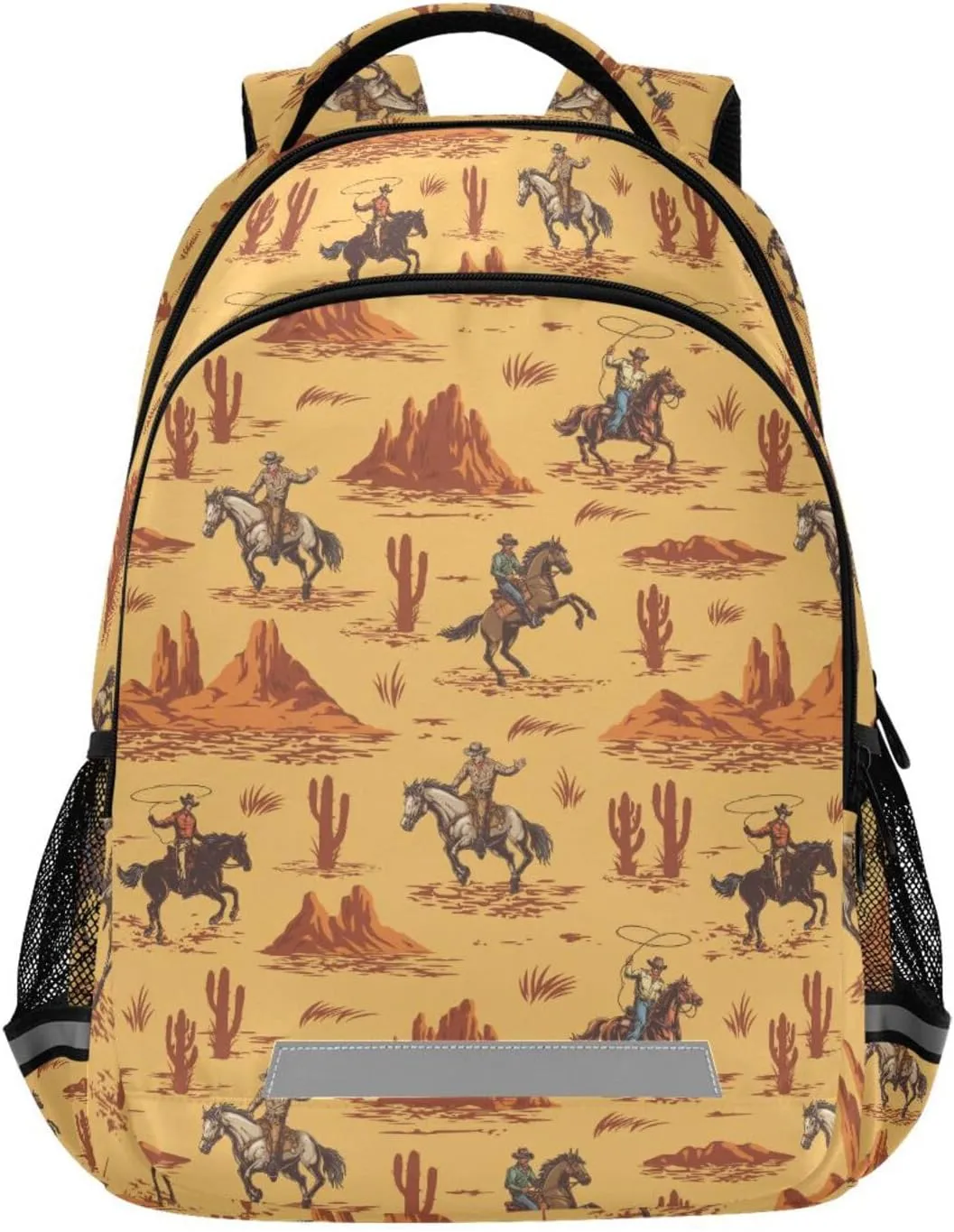 Kids Backpack for Boys Girls Bookbags Western Desert Cowboy School Backpack Elementary Bags Travel Daypack Lightweight Waterproof with Reflective Strip