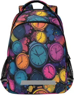 Kids Backpack for Boys Girls,Colorful Alarm Clock School Backpack Preschool Elementary Kindergarten School Bag Bookbag Travel Laptop Bag Casual Daypack