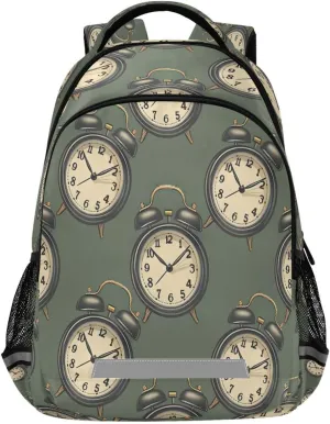 Kids Backpack for Boys Girls,Vintage Alarm Clocks School Backpack Preschool Elementary Kindergarten School Bag Bookbag Travel Laptop Bag Casual Daypack