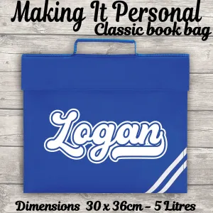 Kids Bookbag Personalised With Name - Back To School - Available In 8 Colours