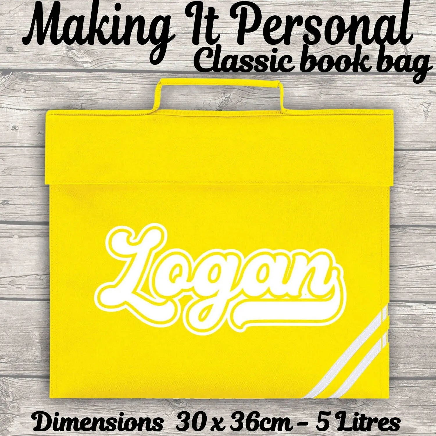 Kids Bookbag Personalised With Name - Back To School - Available In 8 Colours