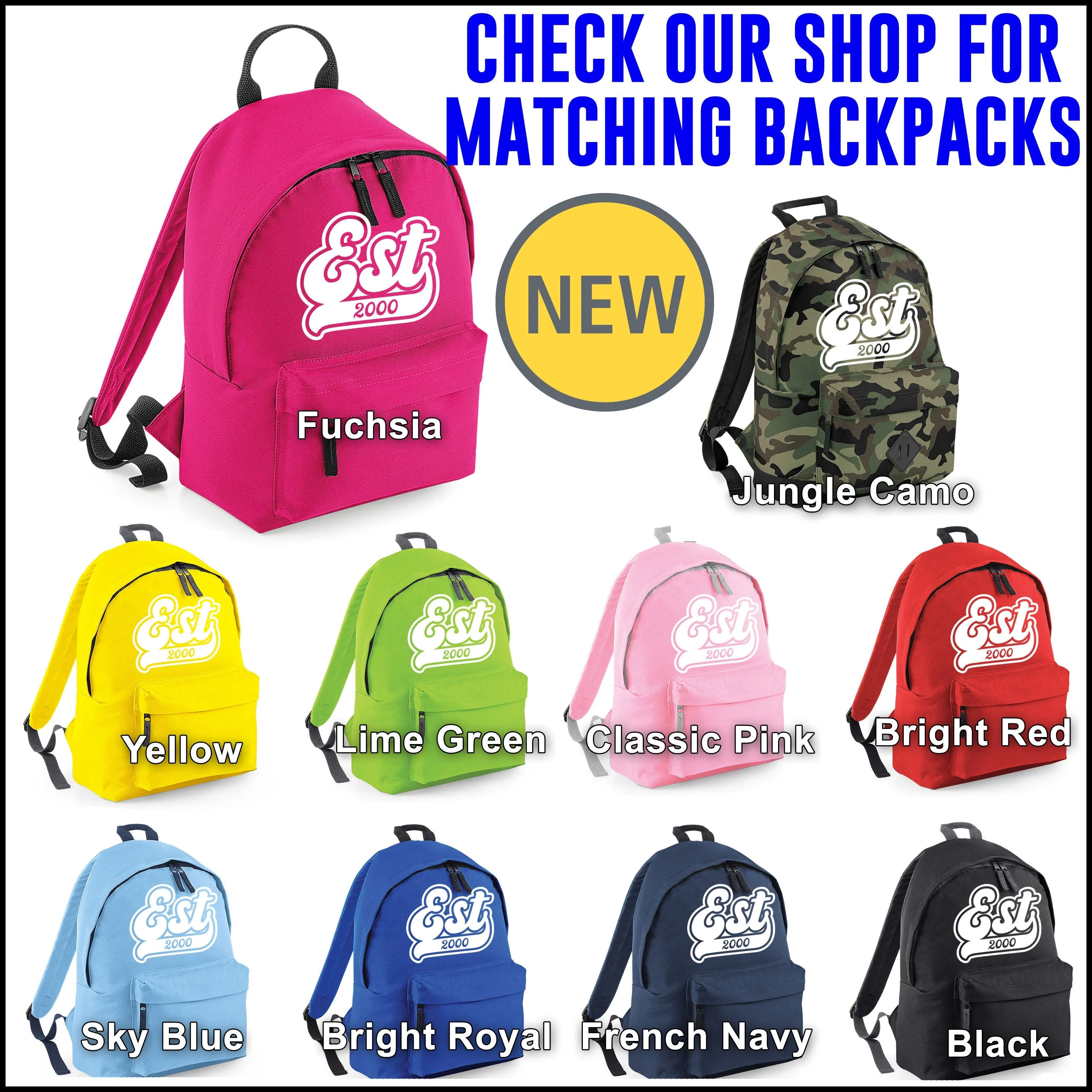 Kids Bookbag Personalised With Name - Back To School - Available In 8 Colours