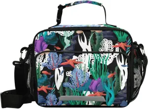 Kids Lunch Box for School Girls Boys, Undersea Algae Coral Starfish Kids Lunchbox Insulated Reusable Meal Container Lunch Bag with Shoulder Strap