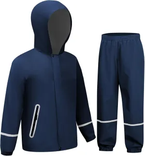 Kids Rain Suit Boys Girls Waterproof Lightweight Raincoat and Pant Rain Gear for Camping Hiking