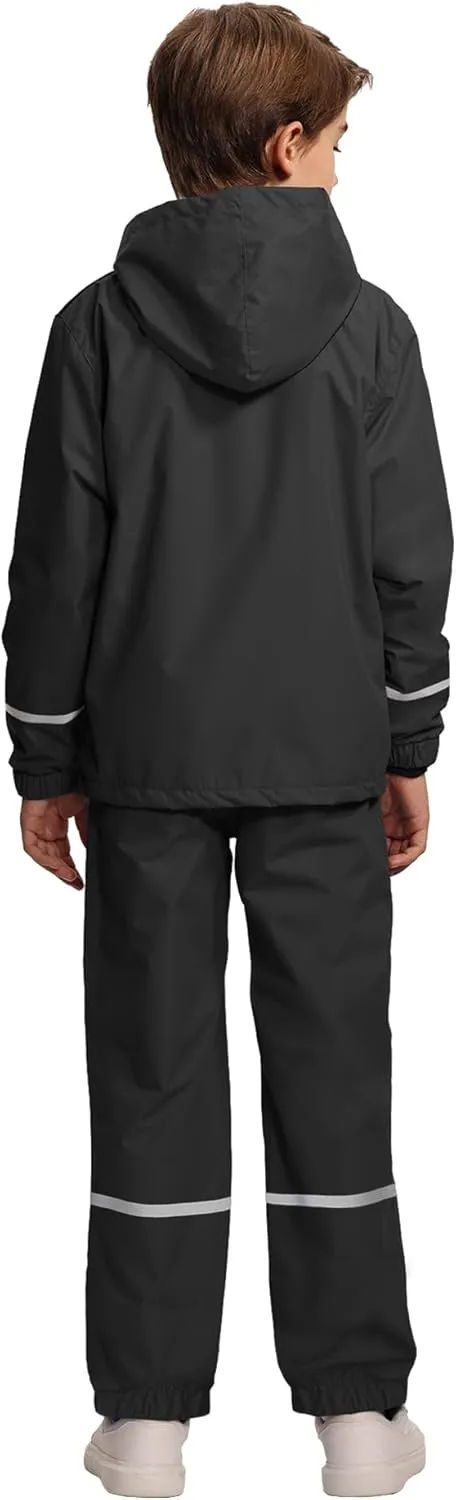 Kids Rain Suit Boys Girls Waterproof Lightweight Raincoat and Pant Rain Gear for Camping Hiking