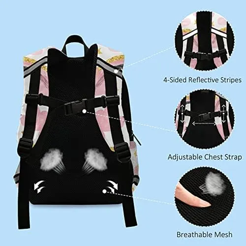 Kid's Toddler Backpack Clouds Stars Schoolbag Safety Leash for Boys Girls, Pink Rainbows Kindergarten Children Bag Preschool Nursery Travel Bag Chest Clip Reflective Stripe